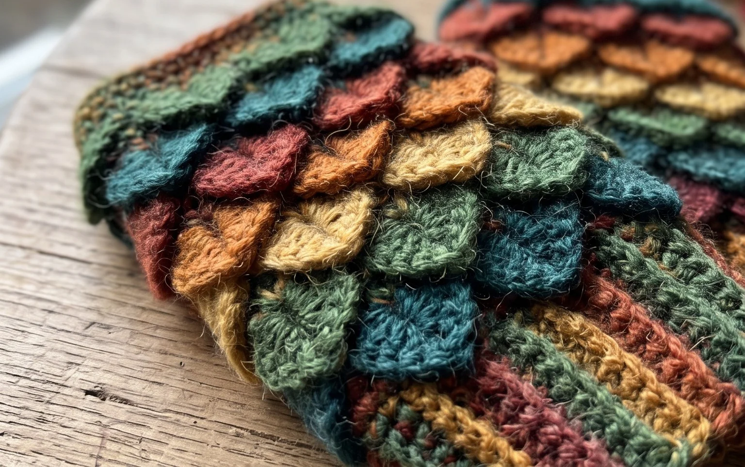 Dragon Scale Fingerless Gloves Free Crochet Pattern